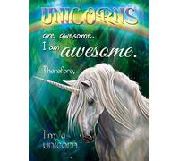 1art1 Unicornios Póster Impresión En Lienzo Unicorns Are Awesome, I Am Awesome, Therefore I Am A Unicorn Cuadro En Bastidor De Camilla De Madera | Mural XXL | Imagen 80x60 cm