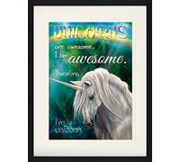 1art1 Unicornios Póster Unicorns Are Awesome, I Am Awesome, Therefore I Am A Unicorn Cuadro Enmarcado con Fine Passepartout | Cuadros De Pared | En Un Marco De Imagen 80x60 cm