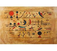 1art1 Vassili Kandinsky Póster Impresión En Lienzo Líneas De Signos, 1931 Cuadro En Bastidor De Camilla De Madera | Mural XXL | Imagen 120x80 cm