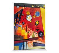 1art1 Vassili Kandinsky Póster Impresión En Lienzo Rojo Pesado, 1924 Cuadro En Bastidor De Camilla De Madera | Mural XXL | Imagen 80x60 cm