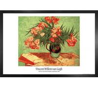 1art1 Vincent Van Gogh Cartel con Marco (Madera DM) - Naturaleza Muerta, Vaso con Adelfas Y Libris, 1888 (91 x 61cm)