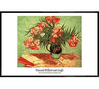 1art1 Vincent Van Gogh Cartel con Marco (Plástico) - Naturaleza Muerta, Vaso con Adelfas Y Libris, 1888 (91 x 61cm)
