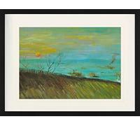 1art1 Vincent Van Gogh Póster Factories Seen from A Hillside In Moonlight, 1887 Cuadro Enmarcado con Fine Passepartout | Cuadros De Pared | En Un Marco De Imagen 80x60 cm