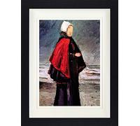 1art1 Vincent Van Gogh Póster Fisherman's Wife On The Beach, 1882 Cuadro Enmarcado con Fine Passepartout | Cuadros De Pared | En Un Marco De Imagen 40x30 cm