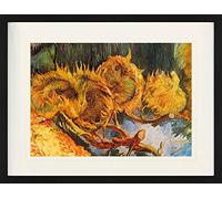 1art1 Vincent Van Gogh Póster Four Withered Sunflowers, 1887 Cuadro Enmarcado con Fine Passepartout | Cuadros De Pared | En Un Marco De Imagen 80x60 cm