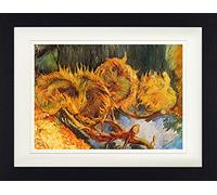 1art1 Vincent Van Gogh Póster Four Withered Sunflowers, 1887 Cuadro Enmarcado con Fine Passepartout | Cuadros De Pared | En Un Marco De Imagen 40x30 cm