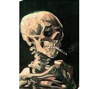 1art1 Vincent Van Gogh Póster Impresión En Lienzo Cráneo Fumando Un Cigarrillo, 1886 Cuadro En Bastidor De Camilla De Madera | Mural XXL | Imagen 120x80 cm