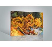 1art1 Vincent Van Gogh Póster Impresión En Lienzo Four Withered Sunflowers, 1887 Cuadro En Bastidor De Camilla De Madera | Mural XXL | Imagen 120x80 cm