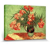 1art1 Vincent Van Gogh Póster Impresión En Lienzo Naturaleza Muerta, Vaso con Adelfas Y Libris, 1888 Cuadro En Bastidor De Camilla De Madera | Mural XXL | Imagen 40x30 cm