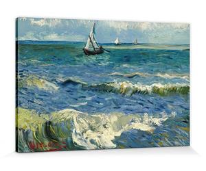 1art1 Vincent Van Gogh Póster Impresión En Lienzo Paisaje Marino Cerca De Saintes-Maries-de-la-Mer, 1888 Cuadro En Bastidor De Camilla De Madera | Mural XXL | Imagen 120x80 cm