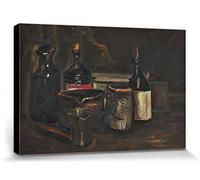 1art1 Vincent Van Gogh Póster Impresión En Lienzo Still Life with Bottles and Earthenware, 1884 Cuadro En Bastidor De Camilla De Madera | Mural XXL | Imagen 30x20 cm