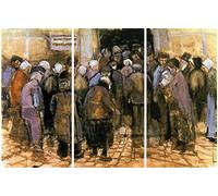 1art1 Vincent Van Gogh Póster Impresión En Lienzo The State Lottery, 3 Parts Cuadro En Bastidor De Camilla De Madera | Mural XXL | Imagen 120x80 cm