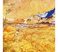 1art1 Vincent Van Gogh Póster Impresión En Lienzo Trigal Detrás del Hospital Saint-Paul, La Cosecha, 1889 Cuadro En Bastidor De Camilla De Madera | Mural XXL | Imagen 70x70 cm