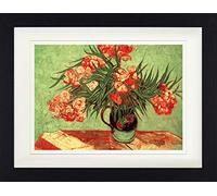 1art1 Vincent Van Gogh Póster Naturaleza Muerta, Vaso con Adelfas Y Libris, 1888 Cuadro Enmarcado con Fine Passepartout | Cuadros De Pared | En Un Marco De Imagen 40x30 cm
