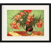 1art1 Vincent Van Gogh Póster Naturaleza Muerta, Vaso con Adelfas Y Libris, 1888 Cuadro Enmarcado con Fine Passepartout | Cuadros De Pared | En Un Marco De Imagen 80x60 cm