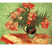 1art1 Vincent Van Gogh Póster Naturaleza Muerta, Vaso con Adelfas Y Libris, 1888 Póster Impresión Artística 50x40 cm