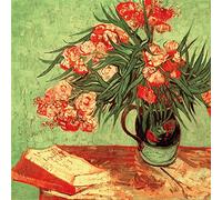 1art1 Vincent Van Gogh Póster Naturaleza Muerta, Vaso con Adelfas Y Libris, 1888 Póster Impresión Artística 70x70 cm
