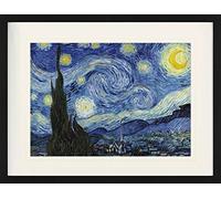 1art1 Vincent Van Gogh Póster Noche Estrellada, 1889 Cuadro Enmarcado con Fine Passepartout | Cuadros De Pared | En Un Marco De Imagen 80x60 cm