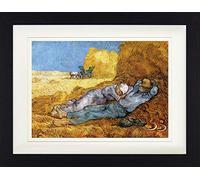 1art1 Vincent Van Gogh Póster Noon Rest from Work After Millet, 1889 Cuadro Enmarcado con Fine Passepartout | Cuadros De Pared | En Un Marco De Imagen 40x30 cm