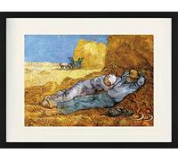 1art1 Vincent Van Gogh Póster Noon Rest from Work After Millet, 1889 Cuadro Enmarcado con Fine Passepartout | Cuadros De Pared | En Un Marco De Imagen 80x60 cm