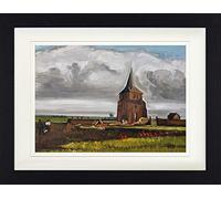 1art1 Vincent Van Gogh Póster The Old Tower At Nuenen with A Ploughman, 1884 Cuadro Enmarcado con Fine Passepartout | Cuadros De Pared | En Un Marco De Imagen 40x30 cm