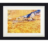 1art1 Vincent Van Gogh Póster Trigal Detrás del Hospital Saint-Paul, La Cosecha, 1889 Cuadro Enmarcado con Fine Passepartout | Cuadros De Pared | En Un Marco De Imagen 40x30 cm