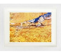1art1 Vincent Van Gogh Póster Trigal Detrás del Hospital Saint-Paul, La Cosecha, 1889 Cuadro Enmarcado con Fine Passepartout | Cuadros De Pared | En Un Marco De Imagen 40x30 cm