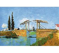 1art1 Vincent Van Gogh Póster XXL El Puente De Langlois En Arles con Mujer con Paraguas, 1888 Cartel 120x80 cm