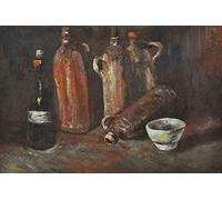 1art1 Vincent Van Gogh Póster XXL Still Life with Four Stone Bottles, Flask and White Cup, 1884 Cartel 120x80 cm