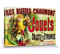 1art1 Vintage Póster Impresión En Lienzo Aux Buttes Chaumont, Jouets Et Objets Pour Étrennes, Jules Cheret, 1885 Cuadro En Bastidor De Camilla De Madera | Mural XXL | Imagen 120x80 cm