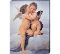 1art1 William-Adolphe Bouguereau Póster Impresión En Lienzo El Primer Beso, 1882 Cuadro En Bastidor De Camilla De Madera | Mural XXL | Imagen 80x60 cm