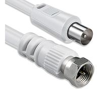 1aTTack 7117278 - Cable de conexión coaxial y satélite (Conector F Macho a Conector coaxial Macho, 2,5 m), Color Blanco