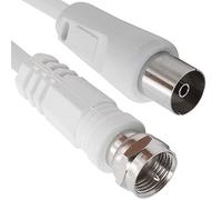 1aTTack 7118308 - Cable de conexión coaxial y satélite (Conector F Macho a Conector coaxial Hembra, 2,5 m), Color Blanco