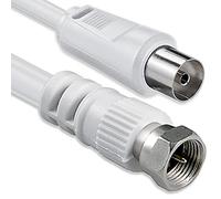 1aTTack 7118308 - Cable de conexión coaxial y satélite (Conector F Macho a Conector coaxial Hembra, 5 m), Color Blanco