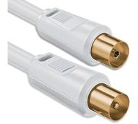 1aTTack - Cable coaxial para antena (conector coaxial F a conector coaxial F, doble apantallamiento, 75db 85db 100db 110 db 120 db 125 db) Koax blanco St-Ku gold 85db 1,5meter