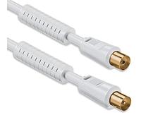 1aTTack - Cable coaxial para Antena (Conector coaxial F a Conector coaxial F, Doble apantallamiento, 75db 85db 100db 110 db 120 db 125 db) Koax weiß St-KU mit FE Gold 85db 7,5 Meter