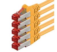 1aTTack - Cable de red SFTP PIMF con 2 conectores RJ45 de doble apantallamiento CAT 6 0 amarillo - 5 unidades 0,25m