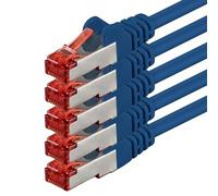 1aTTack - Cable de red SFTP PIMF con 2 conectores RJ45 de doble apantallamiento CAT 6 0 azul - 5 unidades 0,25m