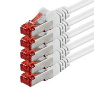 1aTTack - Cable de red SFTP PIMF con 2 conectores RJ45 de doble apantallamiento CAT 6 0 Blanco - 5 piezas 10,0 m