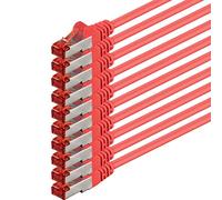 1aTTack - Cable de red SFTP PIMF con 2 conectores RJ45 de doble apantallamiento CAT 6 0 Rojo - 10 piezas 0,5m