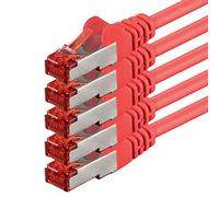 1aTTack - Cable de red SFTP PIMF con 2 conectores RJ45 de doble apantallamiento CAT 6 0 Rojo - 5 piezas 2m