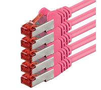 1aTTack - Cable de red SFTP PIMF con 2 conectores RJ45 de doble apantallamiento CAT 6 0 rosa - 5 unidades 1m