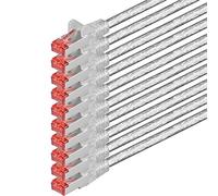 1aTTack - Cable de red SFTP PIMF con 2 conectores RJ45 de doble apantallamiento CAT 6 0 transparente - 10 piezas 0,5m
