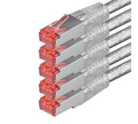 1aTTack - Cable de red SFTP PIMF con 2 conectores RJ45 de doble apantallamiento CAT 6 0 transparente - 5 piezas 0,5m