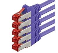 1aTTack - Cable de red SFTP PIMF con 2 conectores RJ45 de doble apantallamiento CAT 6 0 violeta 0,5m