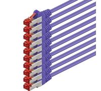 1aTTack - Cable de red SFTP PIMF con 2 conectores RJ45 de doble apantallamiento CAT 6 0 Violeta - 10 piezas 0,5m