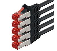 1aTTack - Cable de red SFTP PIMF con 2 conectores RJ45 de doble apantallamiento CAT 6 Negro - 5 piezas 10,0 m