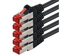 1aTTack - Cable de red SFTP PIMF con 2 conectores RJ45 de doble apantallamiento CAT 6 Negro - 5 piezas 7,5m
