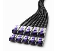 1aTTack.de - 0,15 m - 10 unidades de cables de red CAT6a RJ45 LAN cable Ethernet Patch Cable S/FTP PiMF 10 Gbit/s 500 MHz Superflex Soft PVC Gigabit compatible Cat7 Cat6 Cat5e negro