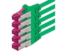 1aTTack.de 0,15 m - verde - 5 unidades - Cable de red CAT6a (10 Gb/s) Cable LAN S-FTP CAT 6a - Certificado GHMT PIMF 500 MHz Cat5 Cat5e Cat6 Cat6a Cat7 para conmutador, enrutador, módem, internet